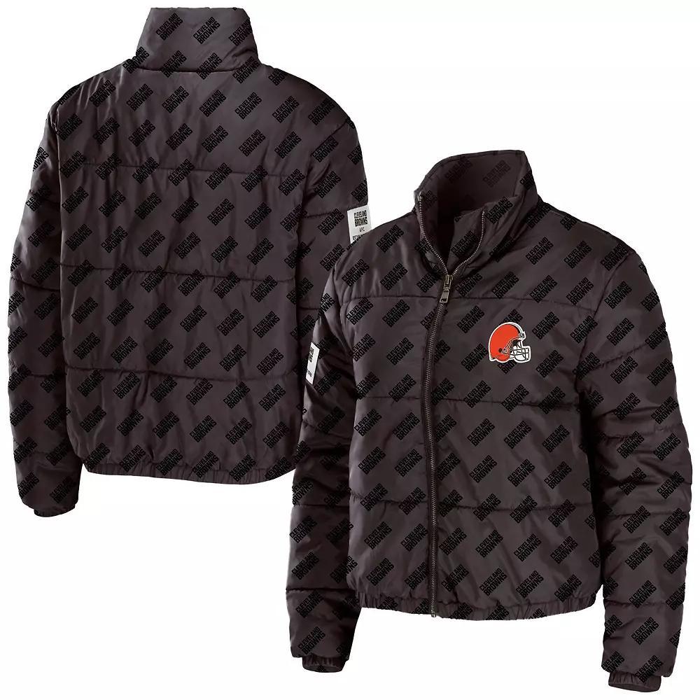 Women's WEAR by Erin Andrews Green Green Bay Packers Puffer Full-Zip Cropped Jacket, Size: Medium Product Image