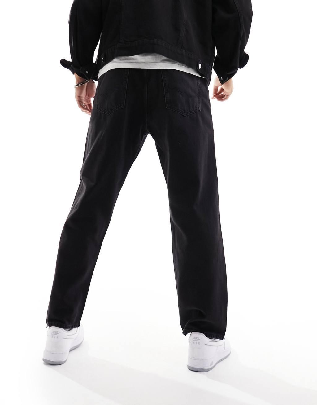 Jack & Jones Alex baggy fit rigid jeans in black Product Image