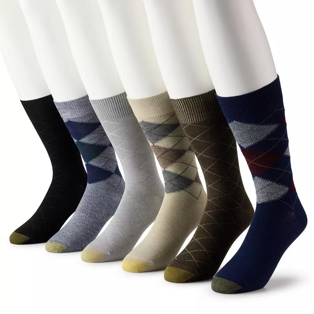 Men's GOLDTOE® 6-pack Cambell Argyle Crew Socks, Size: 6-12, Burg Team Product Image
