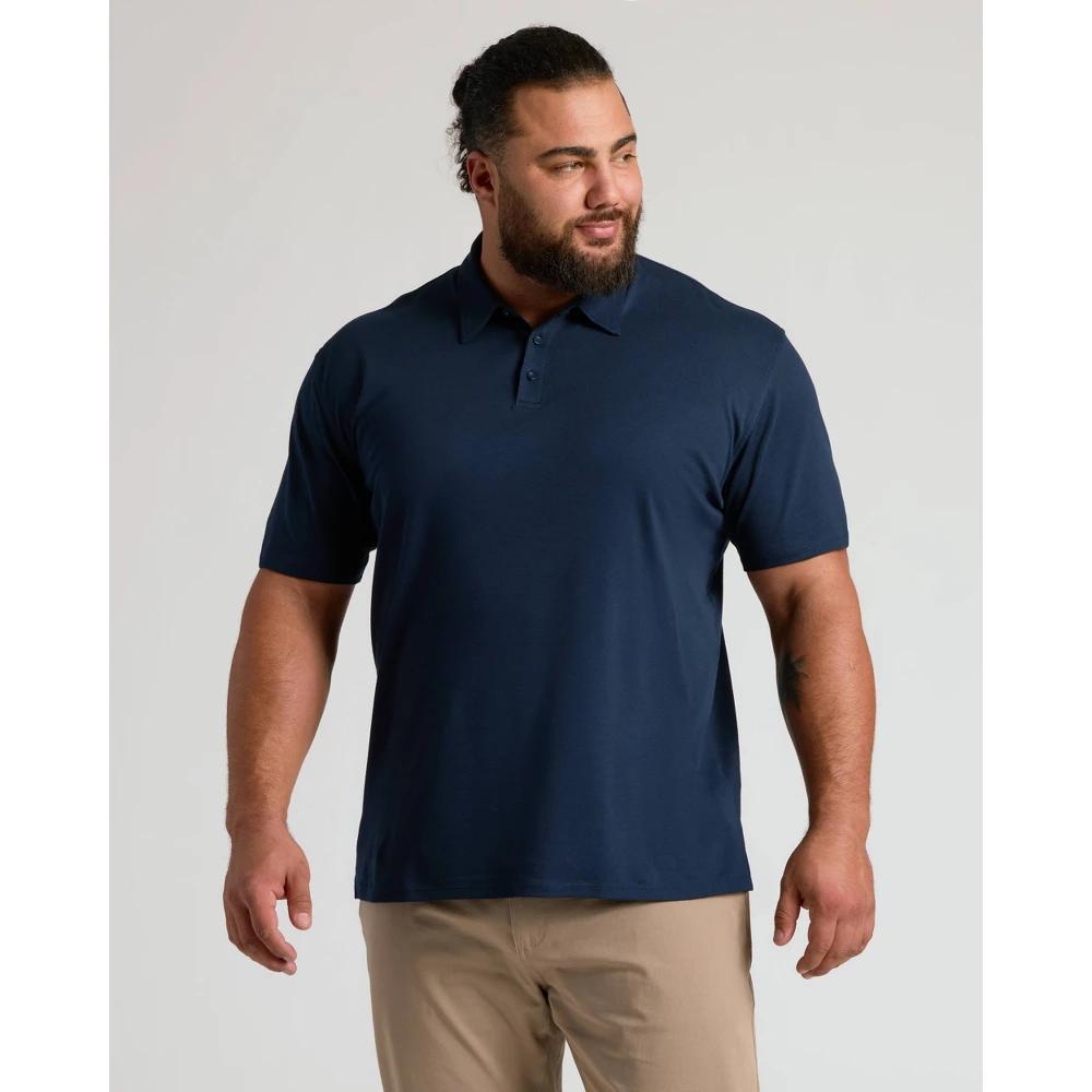 True Classic Men's Short Sleeve Collar Neck Pima Polo Shirt - Navy Blue XXL Product Image