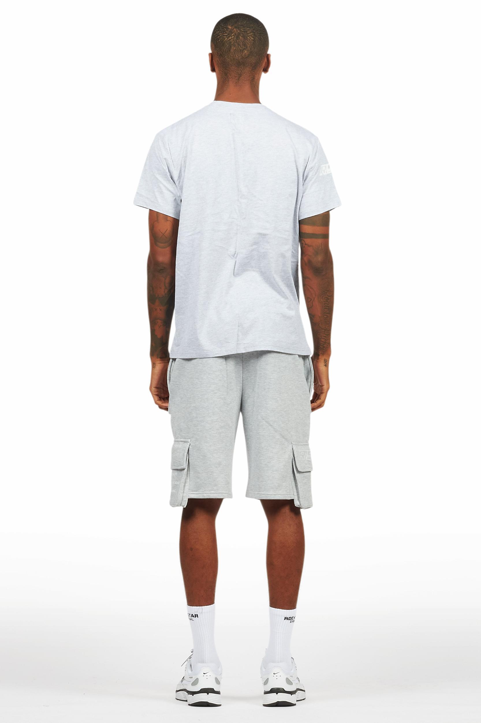 Jash Heather Grey/White Short Set Male Product Image