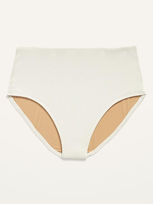 High-Waisted Ribbed Bikini Swim Bottoms Product Image