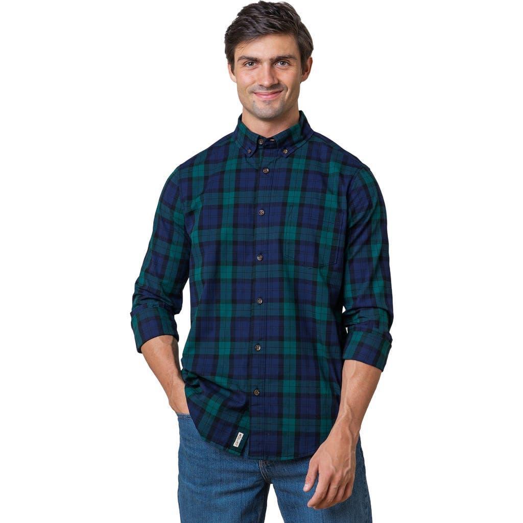 Hope & Henry Men's Organic Stretch Poplin Shirt in Black Watch Tartan at Nordstrom, Size X-Large Product Image