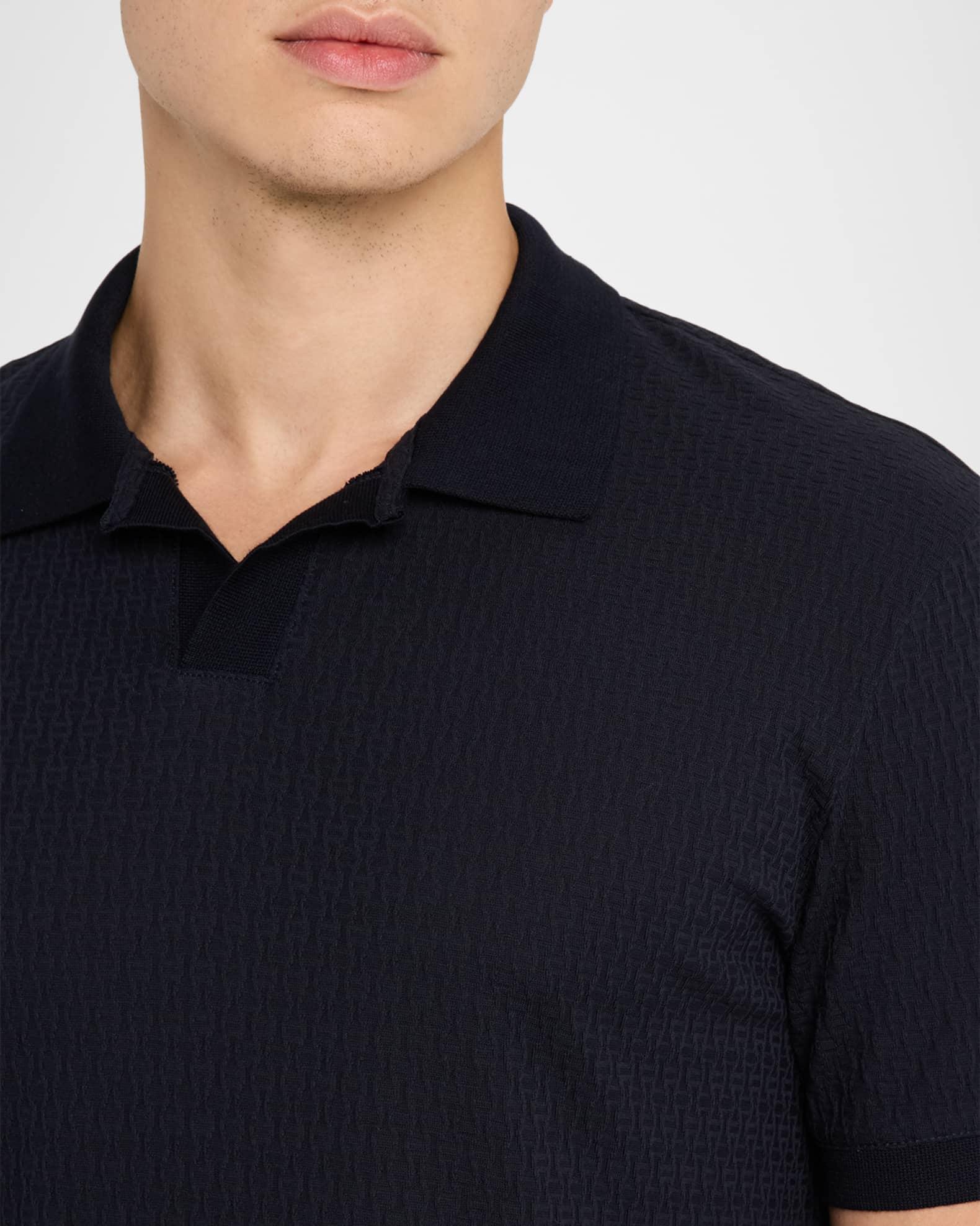Men's Chain Stitch Jacquard Knit Polo Shirt Product Image