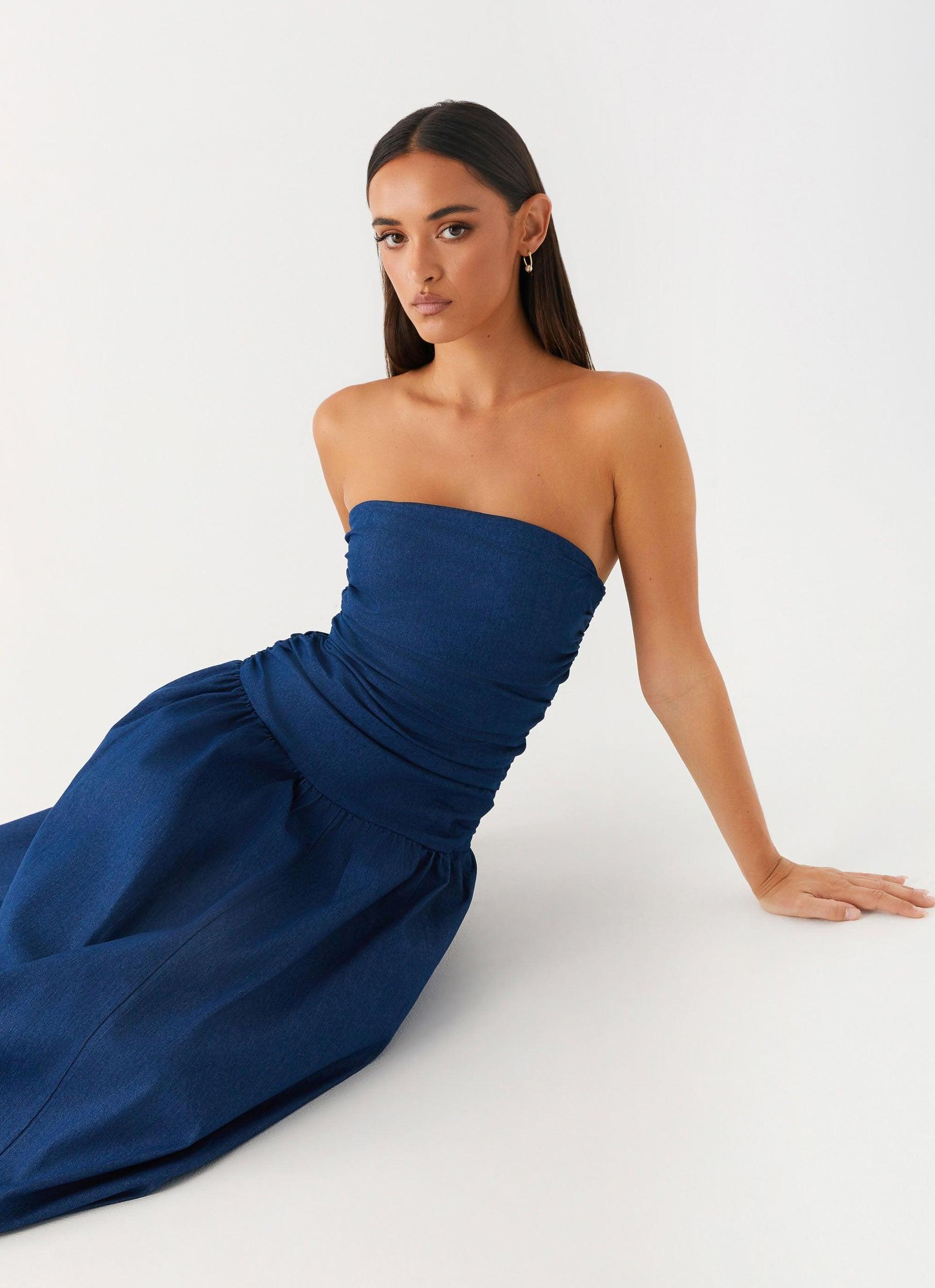 Carmel Denim Maxi Dress - Indigo Product Image