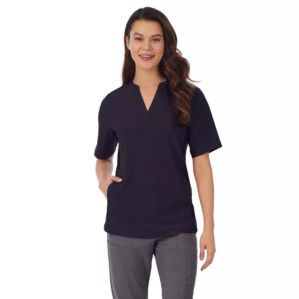 Women's Cuddl Duds® Scrubs 4-Pocket Split Neck Top, Size: XL, Navy Grey Product Image