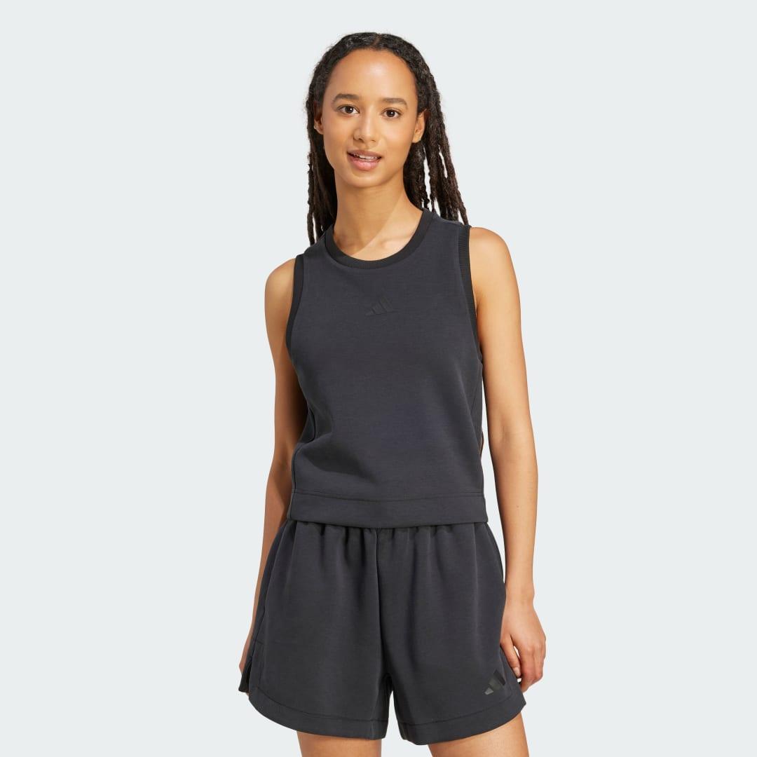 adidas Soft Lux Tank Off White XS Womens Product Image