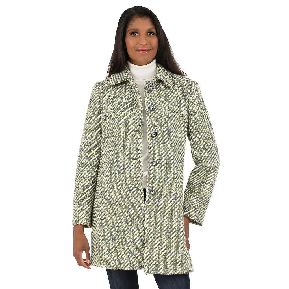 Women's Fleet Street Herringbone Wool-Blend Boucle Coat, Size: 10, Green Product Image