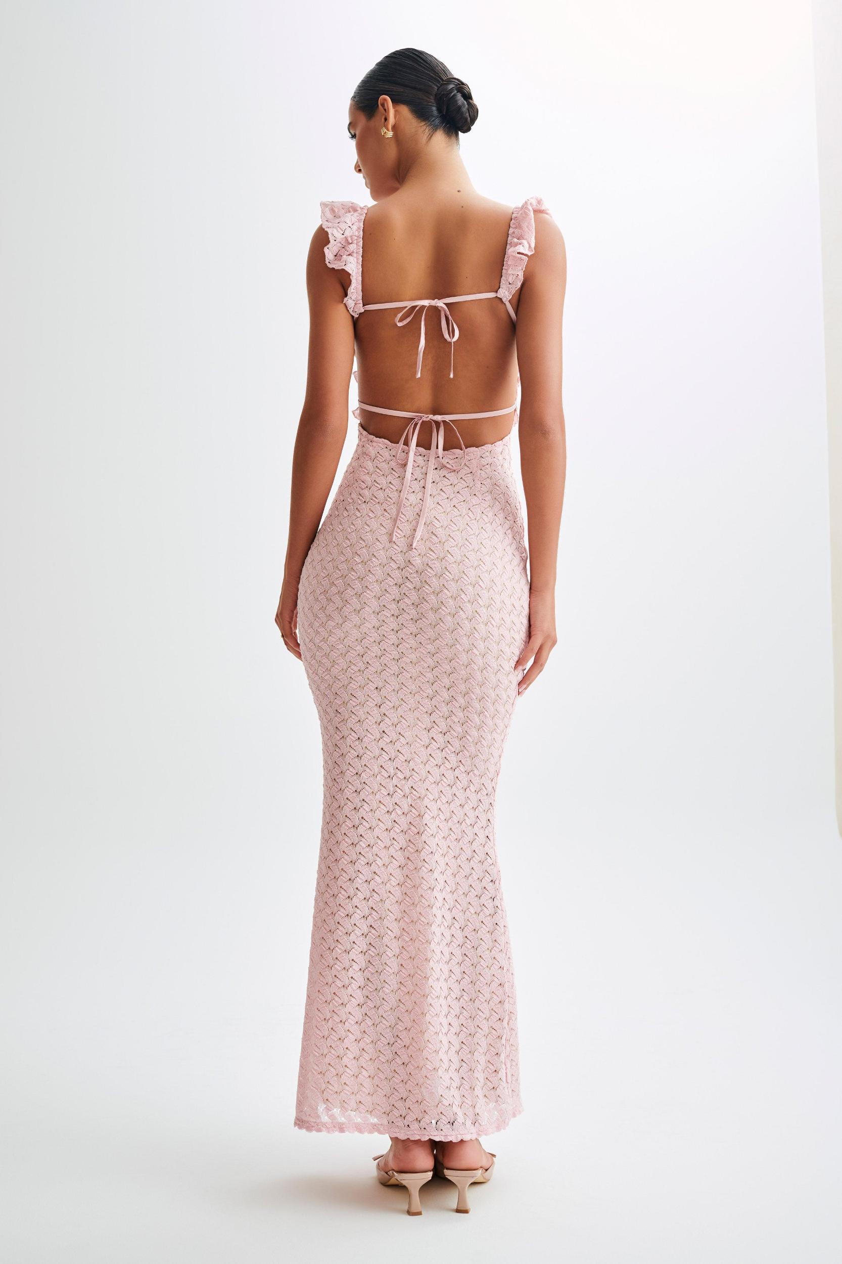 Ezra Lace Maxi Dress - Powder Pink Product Image