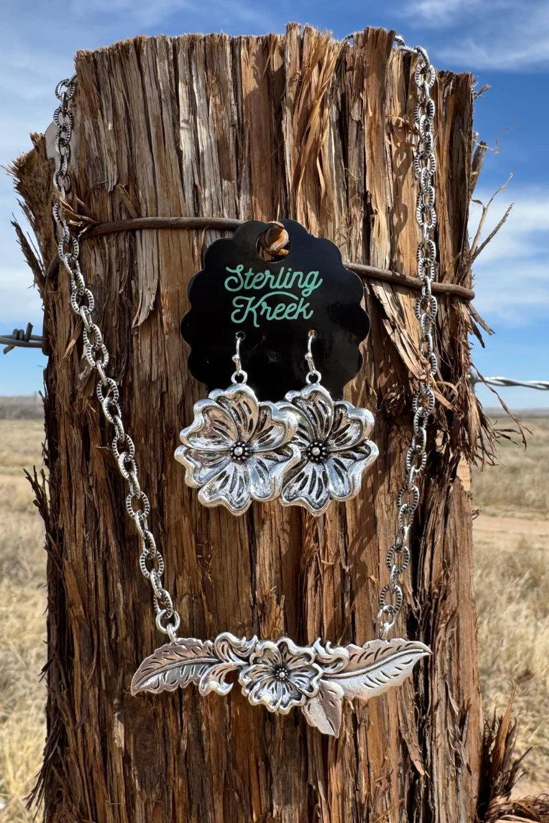 Sterling Kreek Tooled Flower Dangle Earrings Product Image