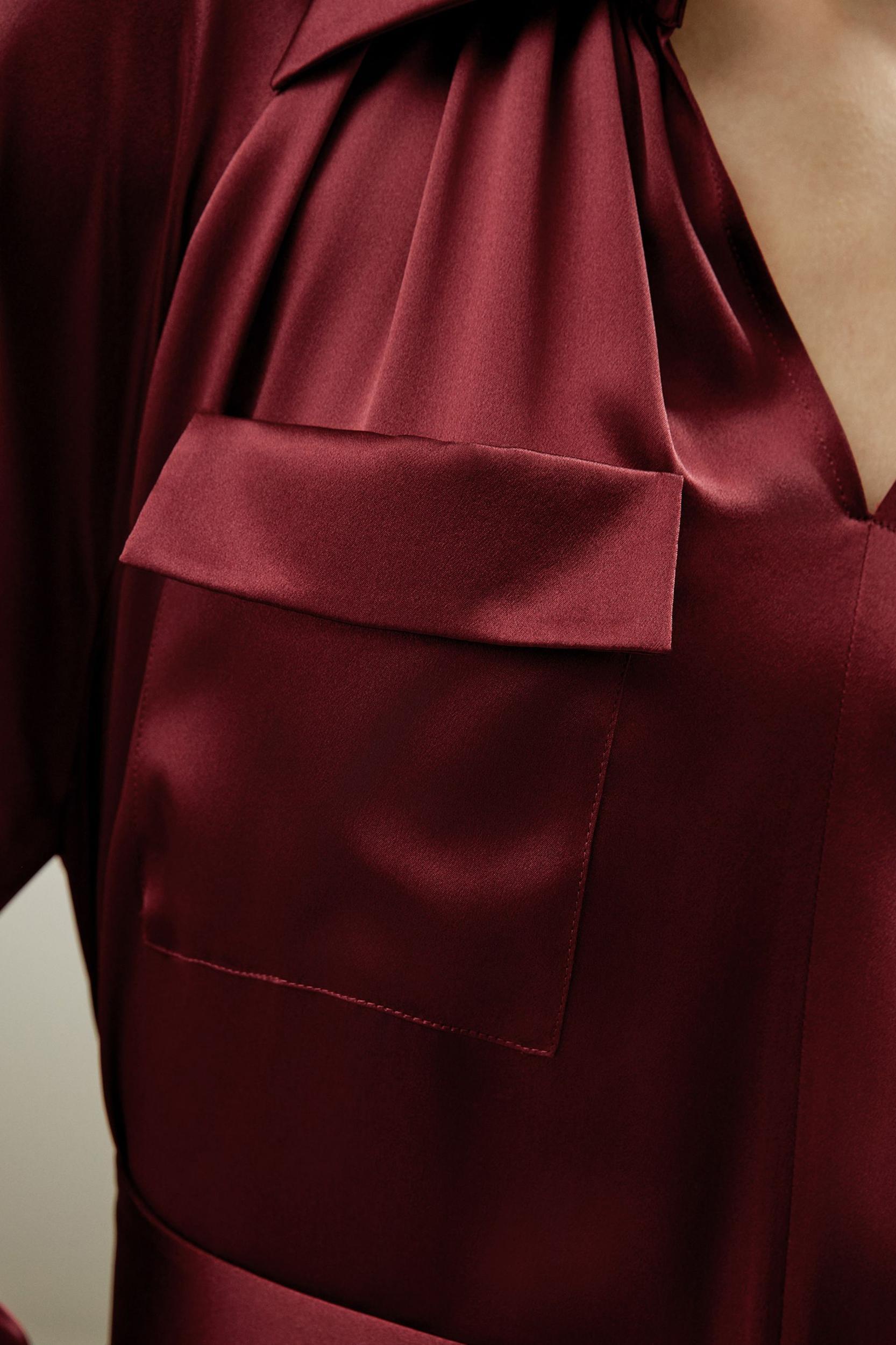Jam Red Silk Charmeuse Trench Dress Product Image