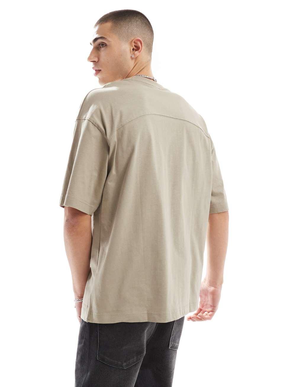 Bershka oversized T-shirt in sand Product Image
