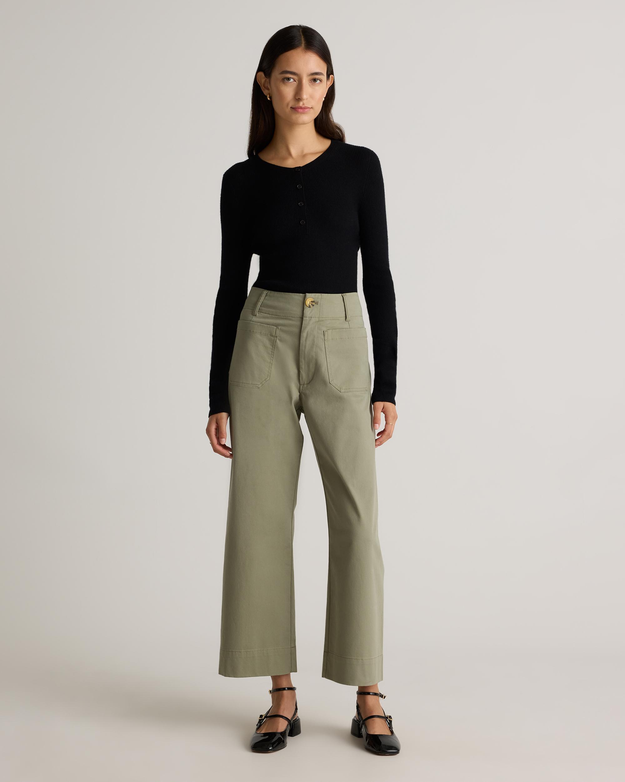 Quince | Women's Organic Stretch Cotton Chino Cropped Wide Leg Pants Organic Cotton Product Image