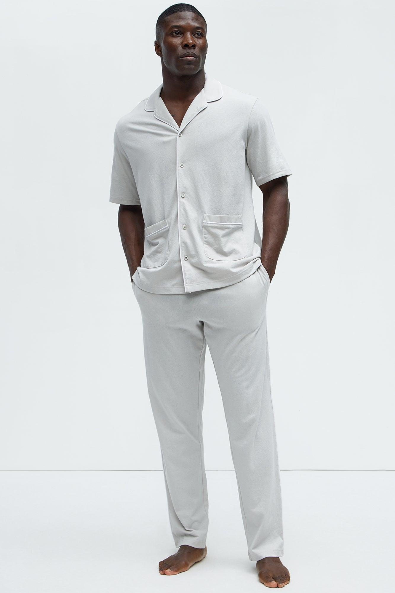 Modal Relaxed Pajama Pants - Grey Product Image