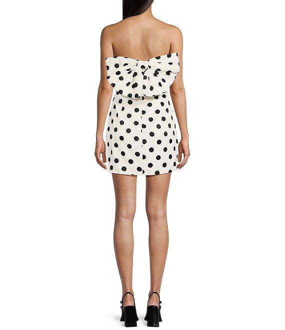 City Vibe Strapless Satin Polka Dot Dress Product Image