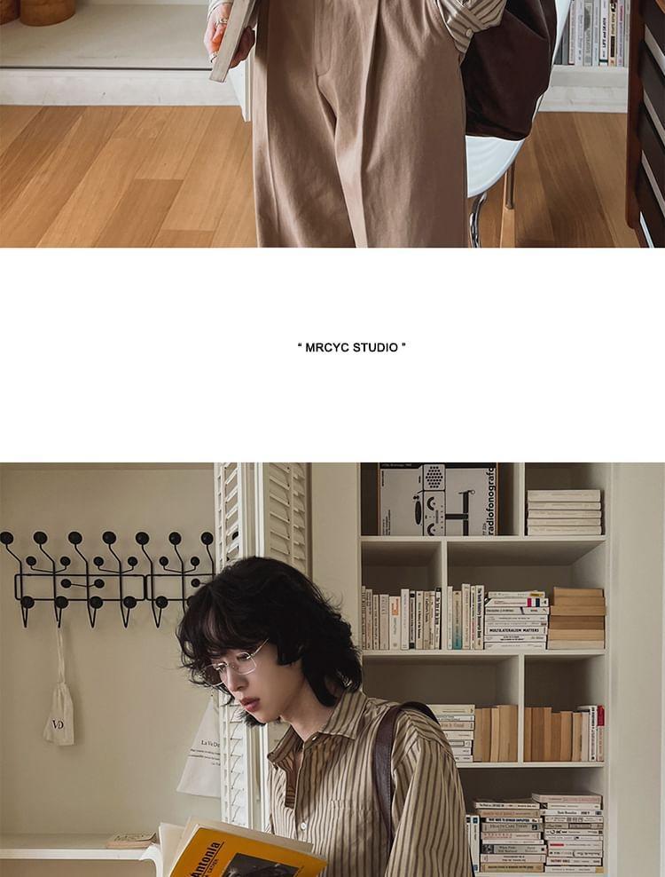 Long-Sleeve Striped Button-Up Shirt Product Image