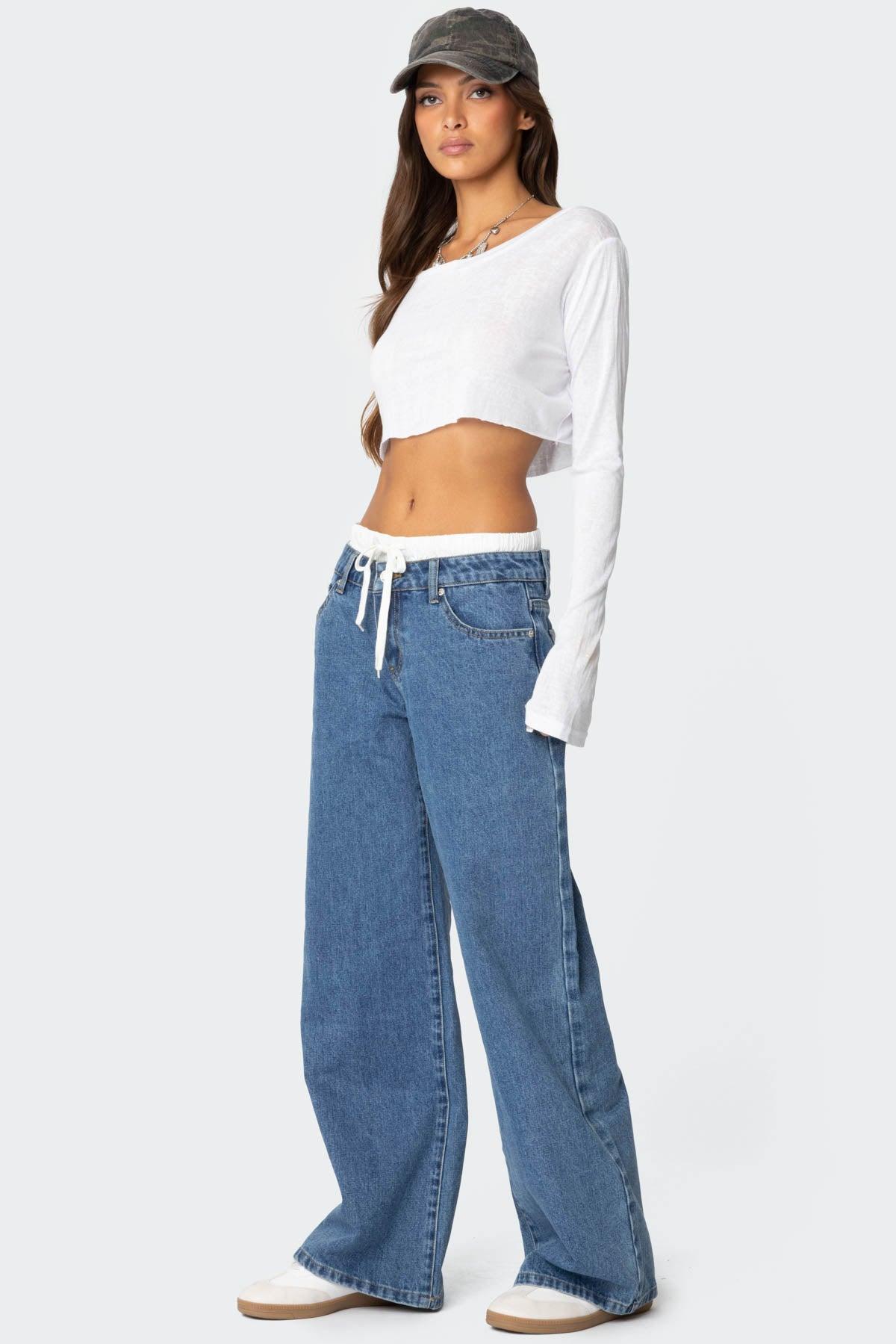 Drawstring Boxer Detail Jeans Product Image