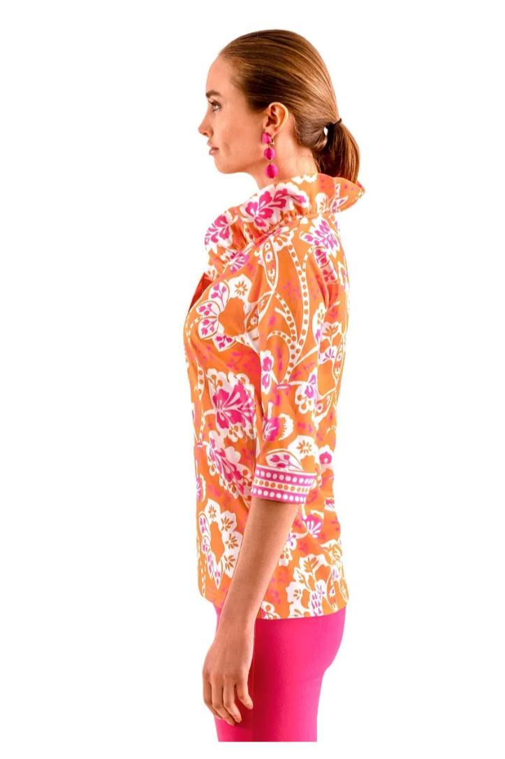 3/4 Slv Ruffle Neck Top Product Image