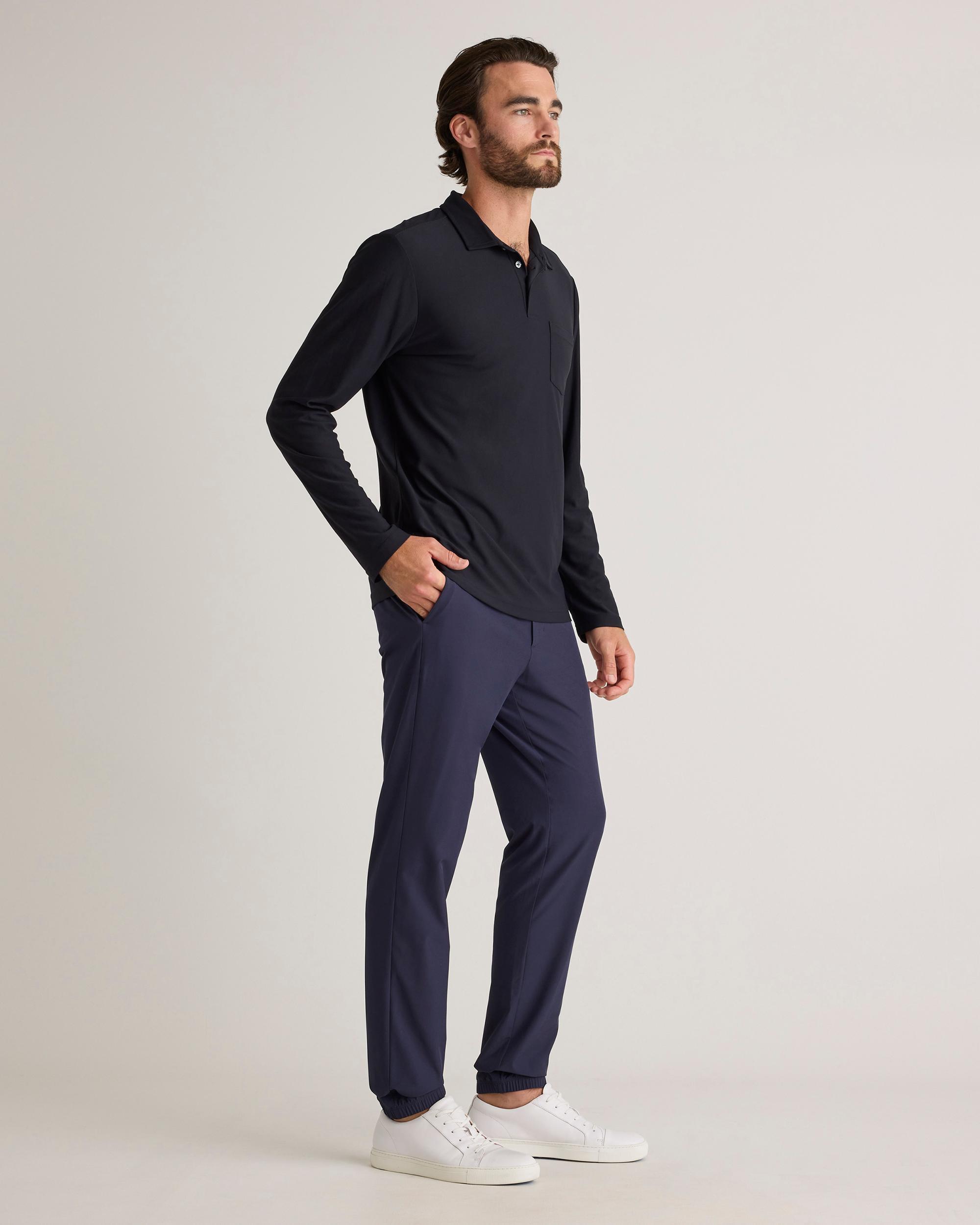 Quince | Men's ProPique Performance Long Sleeve Polo Recycled Polyester Product Image