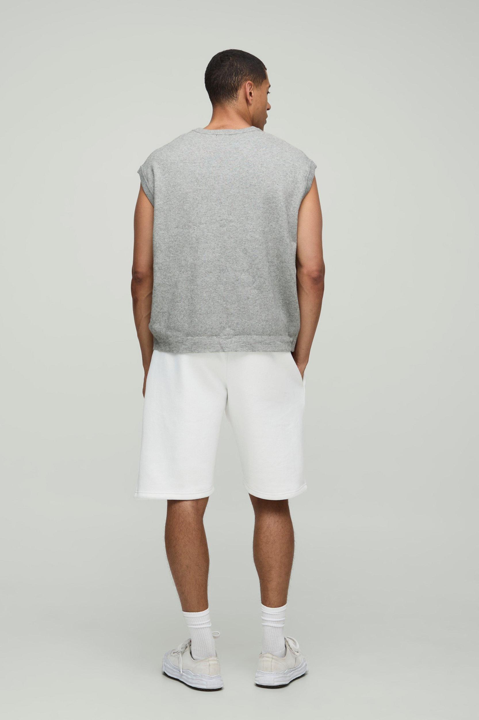 Oversized Boxy Cross Jacquard Knitted Vest | boohooMAN USA Product Image