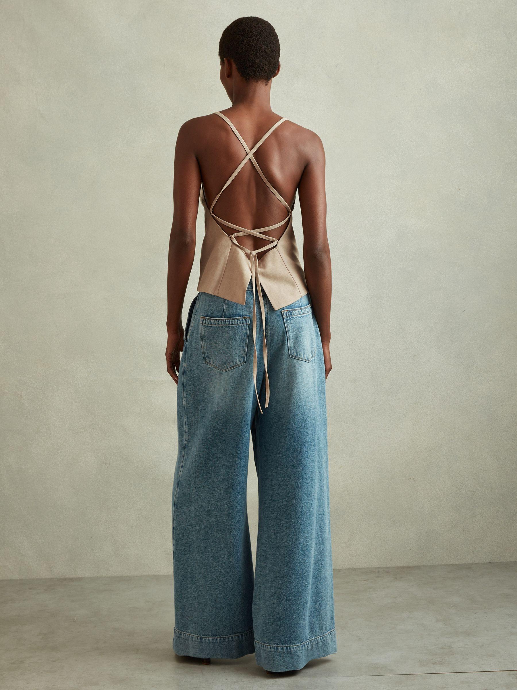 Wool Strappy Tie-Back Top in Neutral Product Image