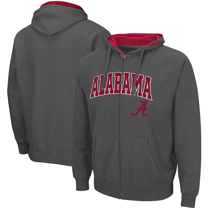 Men's Colosseum Gray Alabama Crimson Tide Arch & Logo 3.0 Full-Zip Hoodie, Size: Small, Grey Product Image