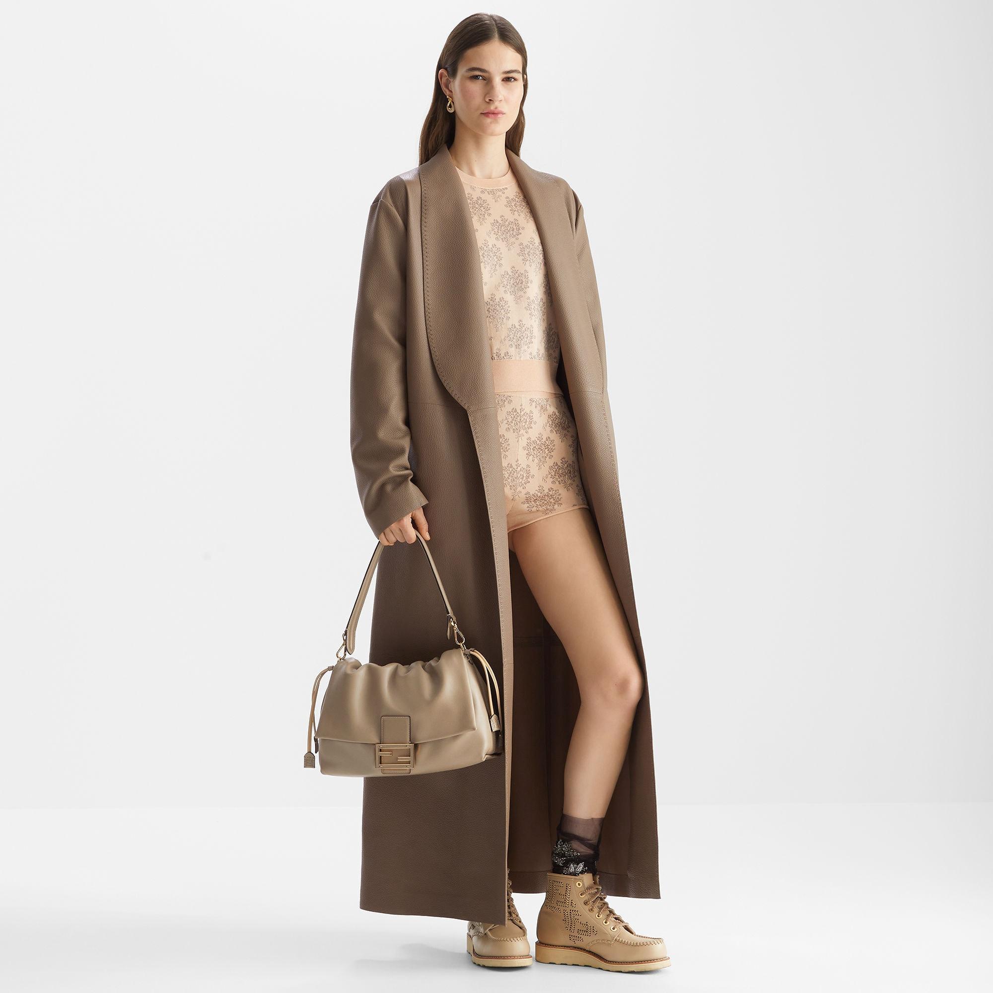 Mamma Baguette LargeDove gray nappa leather bag Product Image
