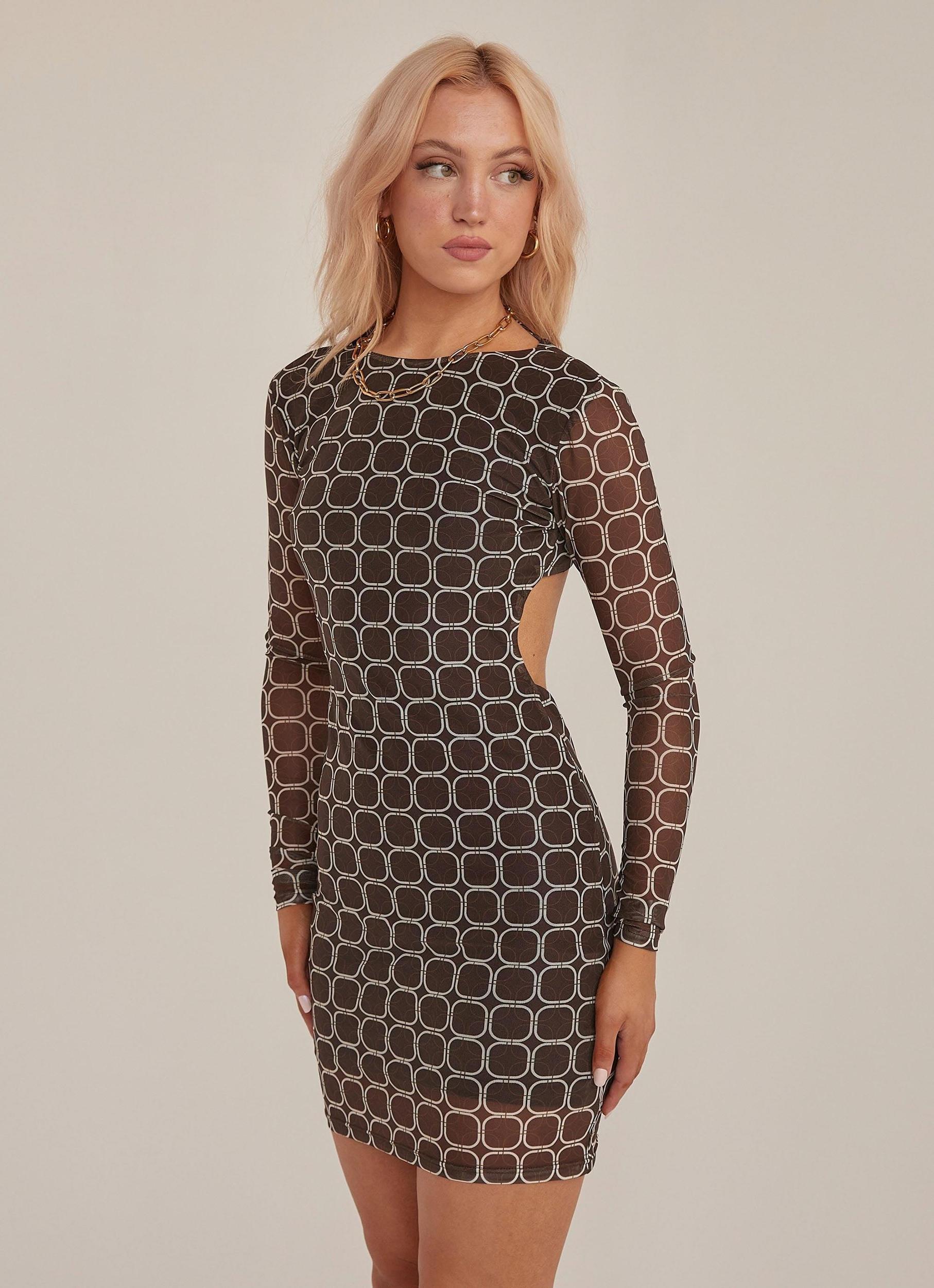 Backstage With You Mini Dress - Chocolate Geo Product Image