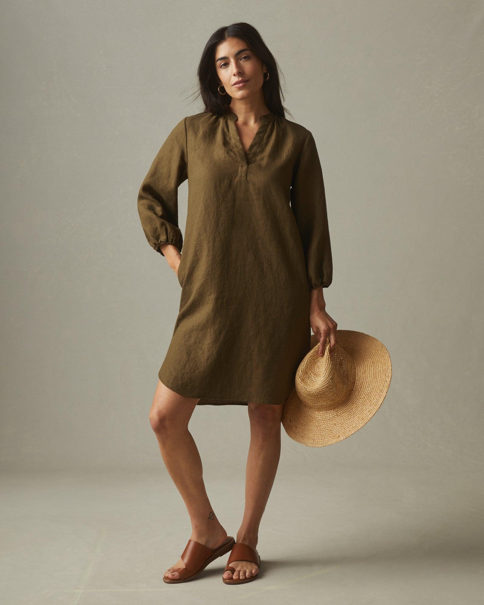 Women's Easy Linen Tunic Dress - Beech Female Product Image