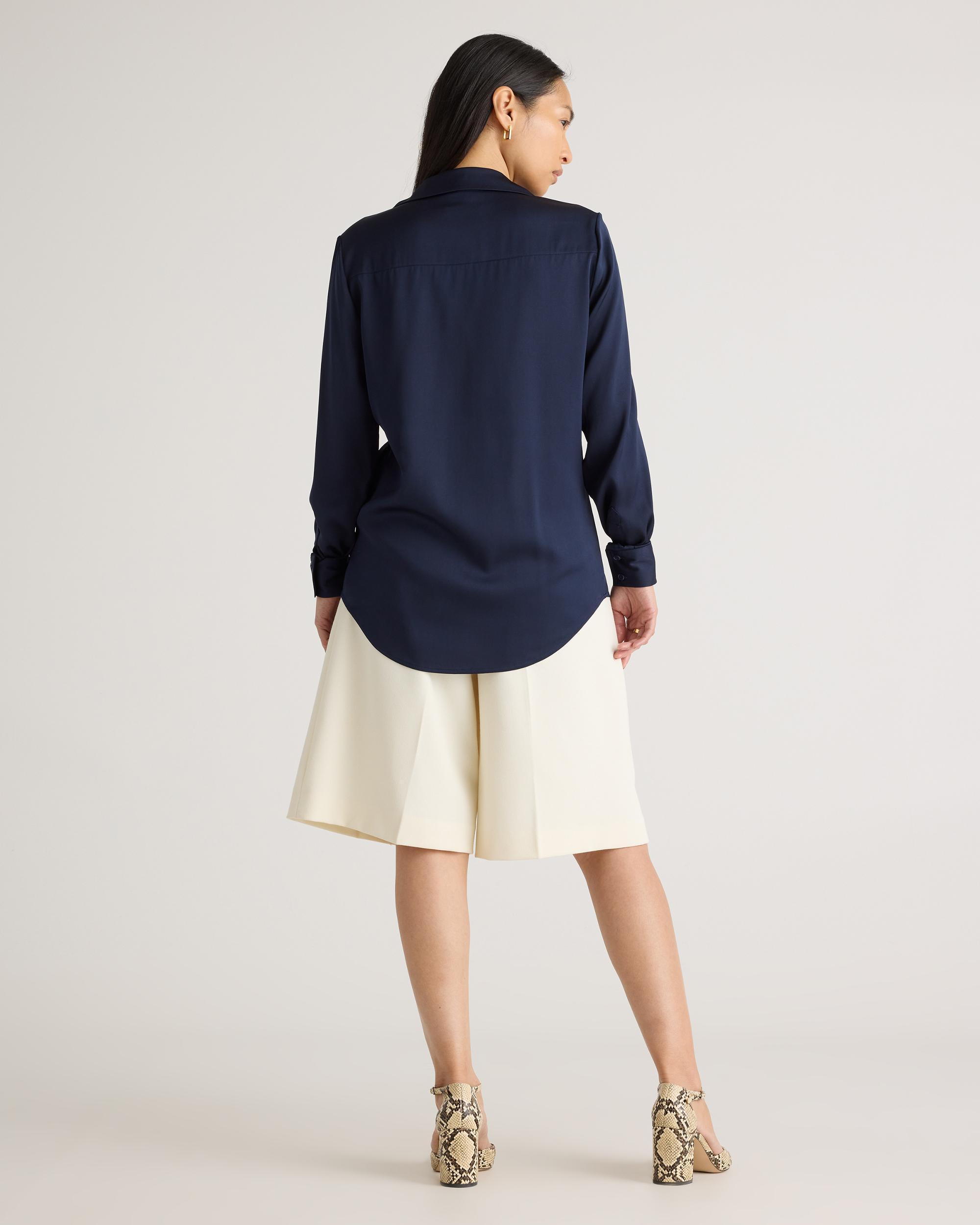 Quince | Women's 100% Washable Silk Stretch Notch Collar Blouse Size XS Product Image