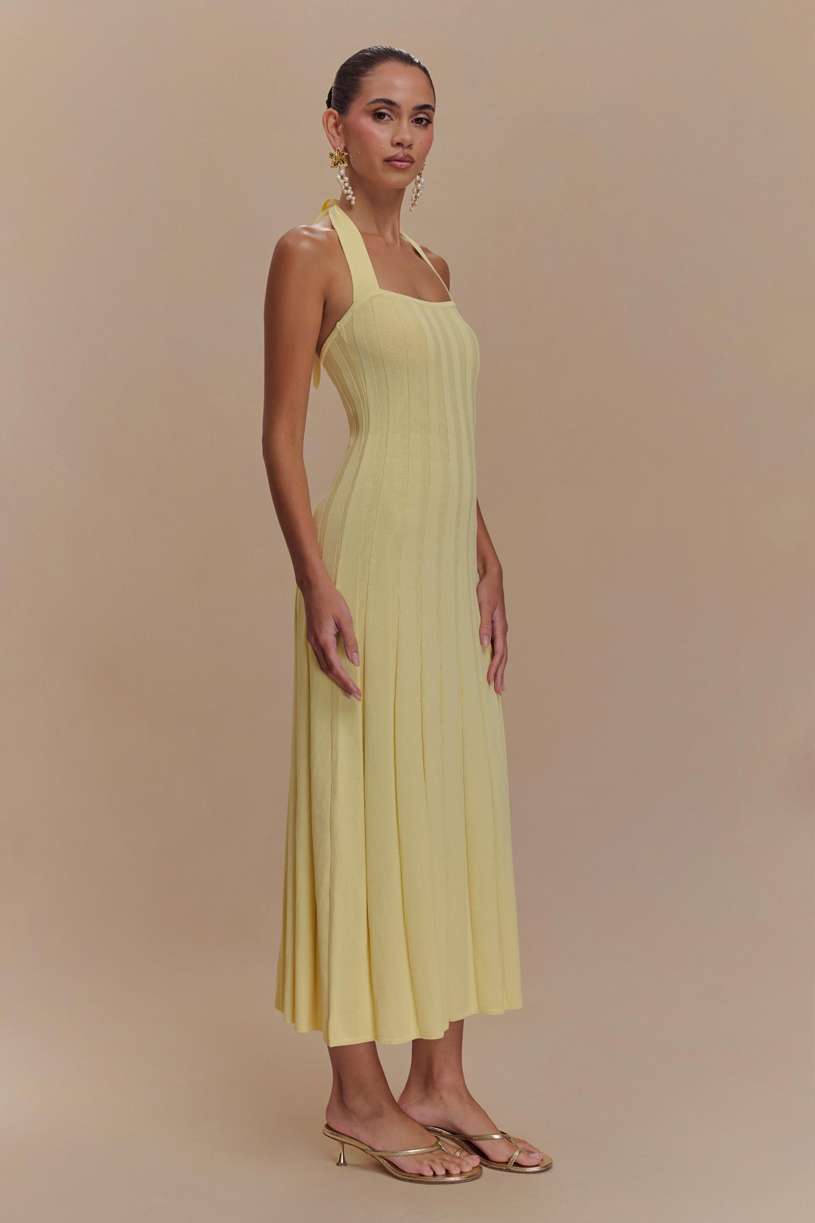 Jacqui Halter Knit Midi Dress - Lemon Product Image