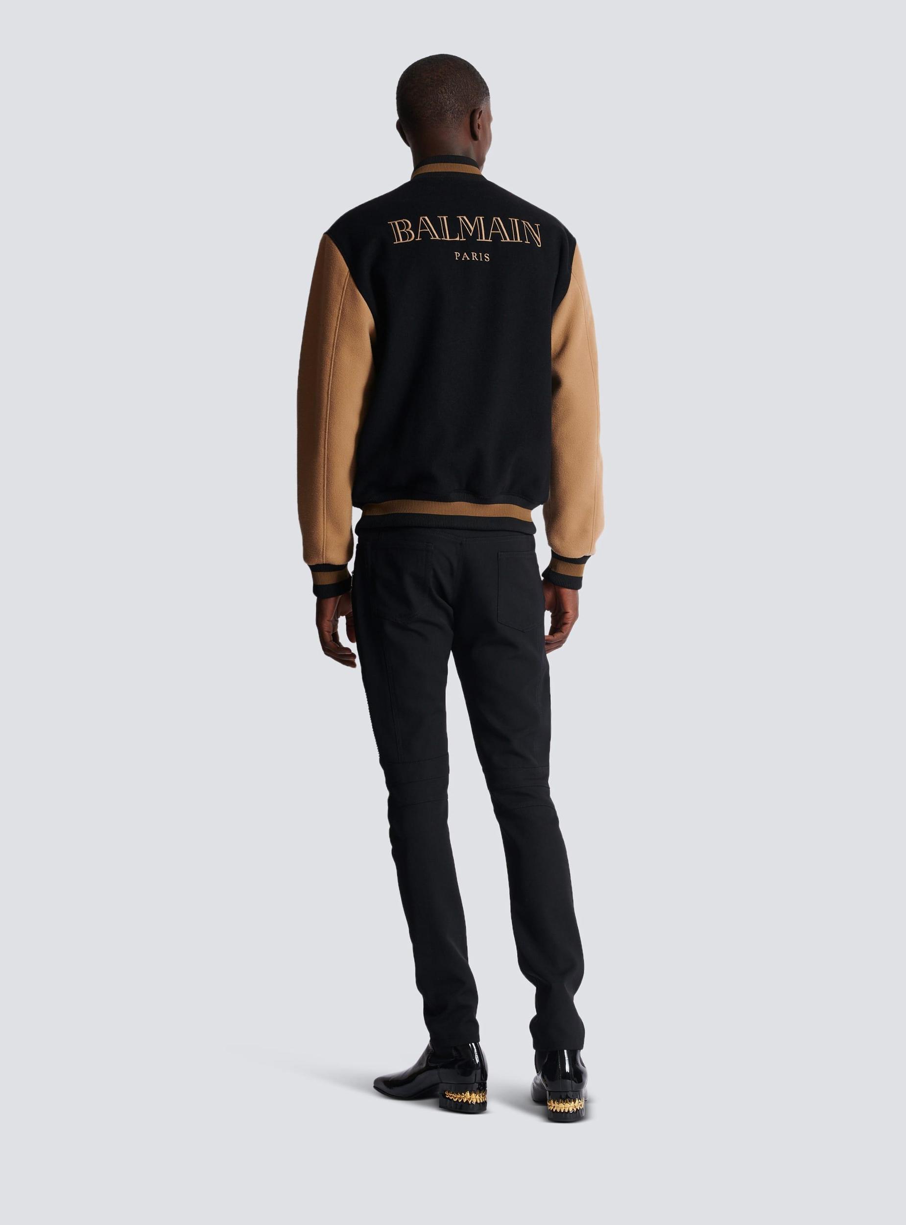 Two-tone wool and cashmere varsity jacket Product Image