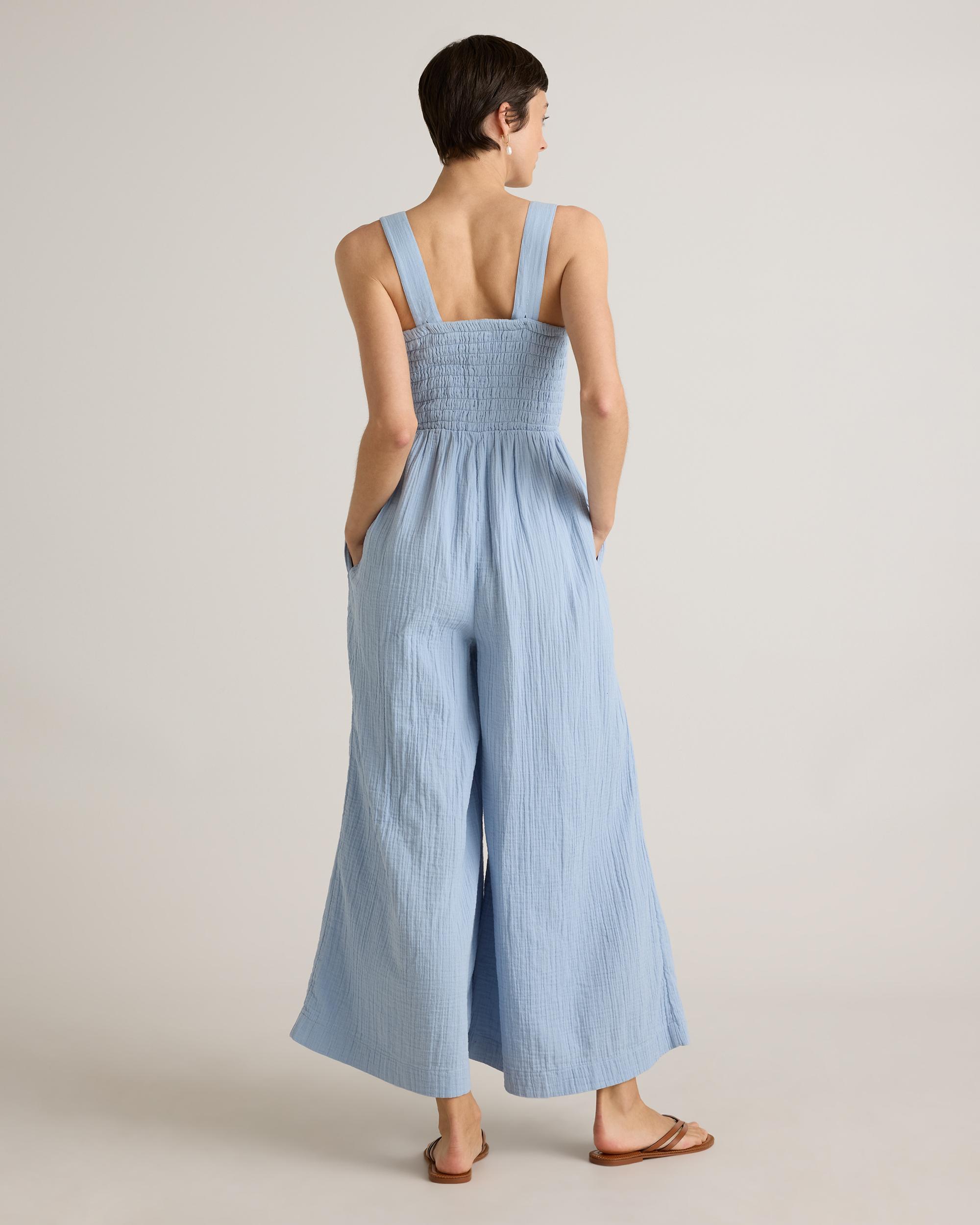 Quince | Women's Gauze Smocked Wide Leg Jumpsuit Organic Cotton Product Image