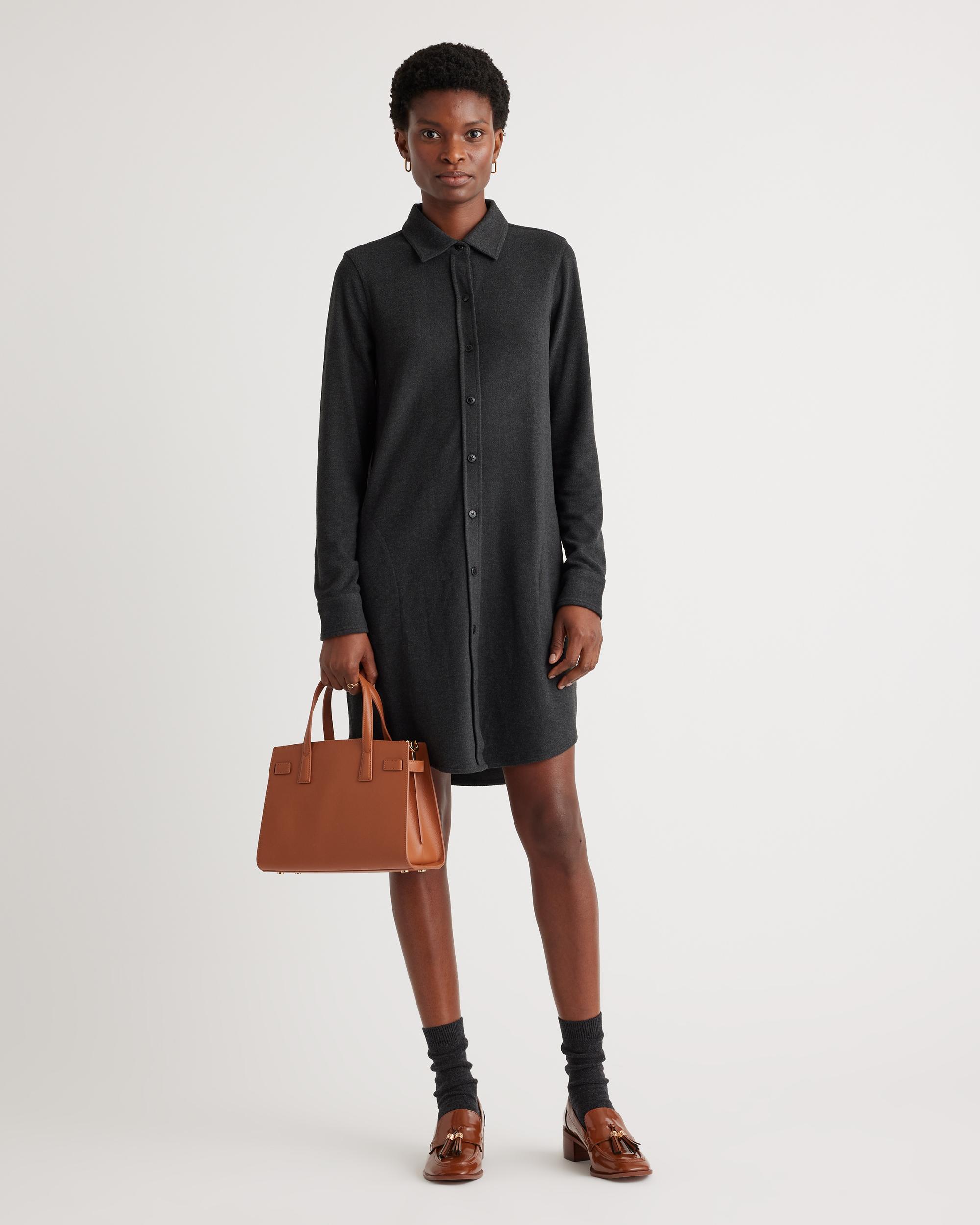 Quince | Women's Stretch Sweater Fleece Shirt Dress Recycled Polyester Product Image