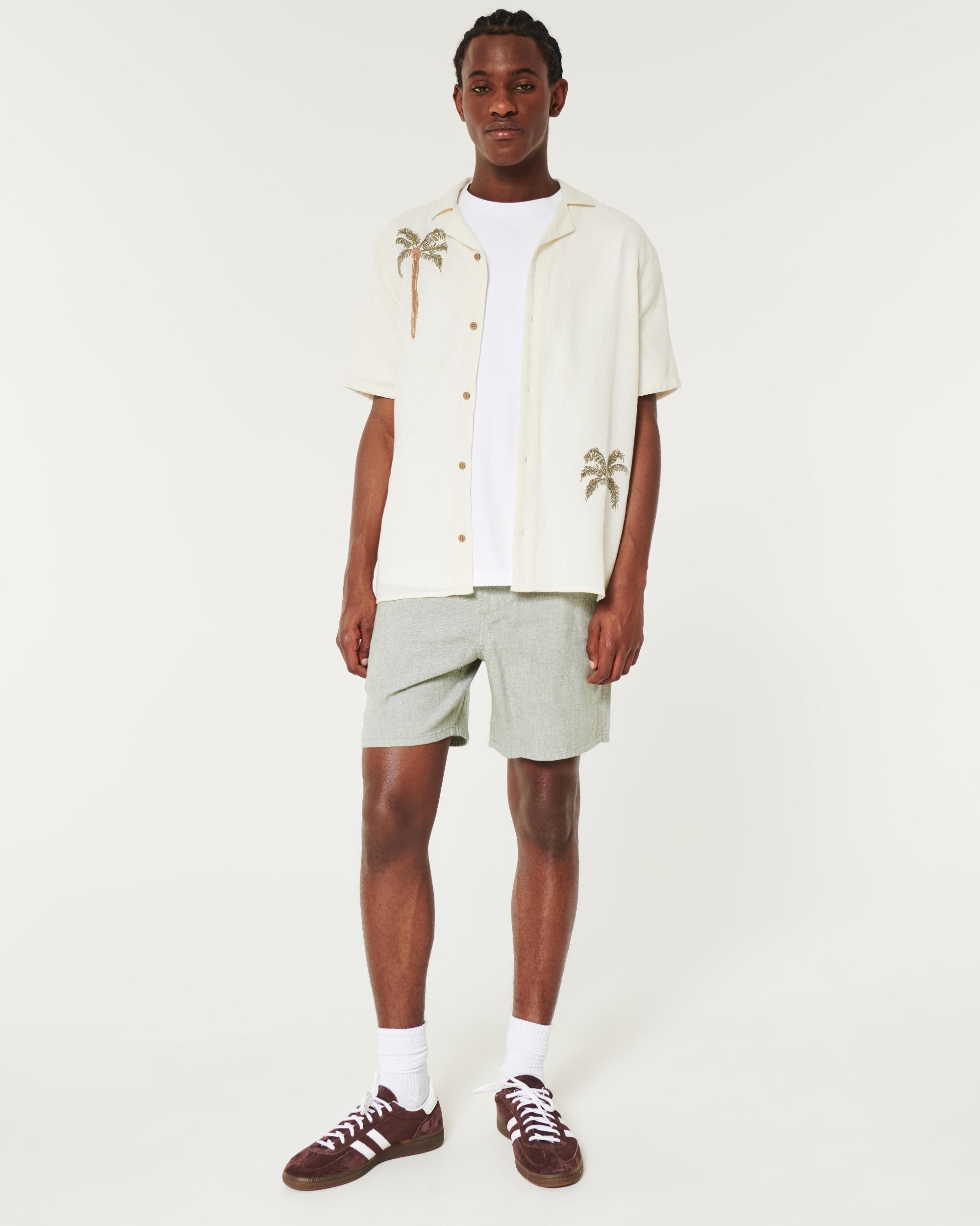 Relaxed Short-Sleeve Embroidered Western Graphic Shirt Product Image