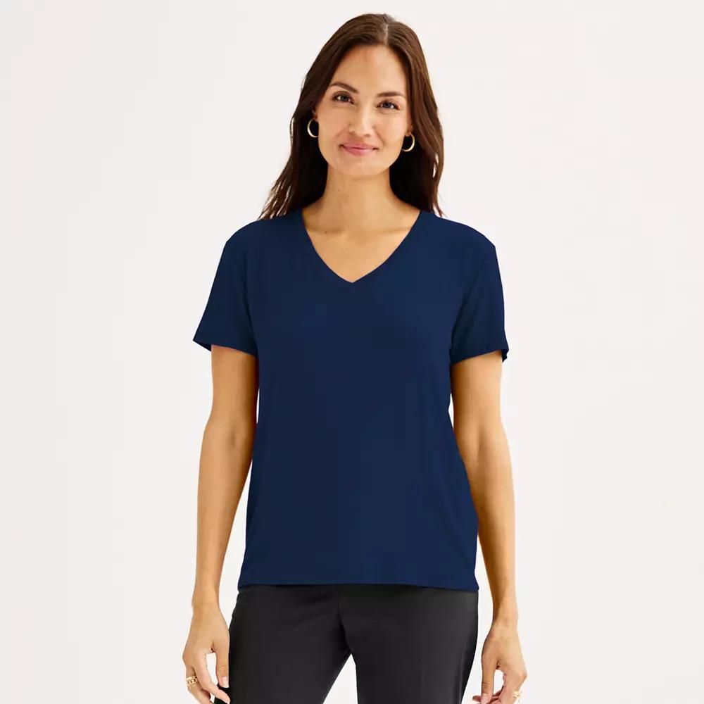 Petite Nine West Essential Short Sleeve V-Neck Tee, Womens Product Image