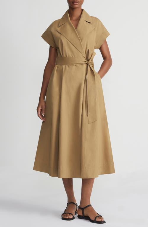Belted Organic Cotton Poplin Midi Wrap Dress Product Image