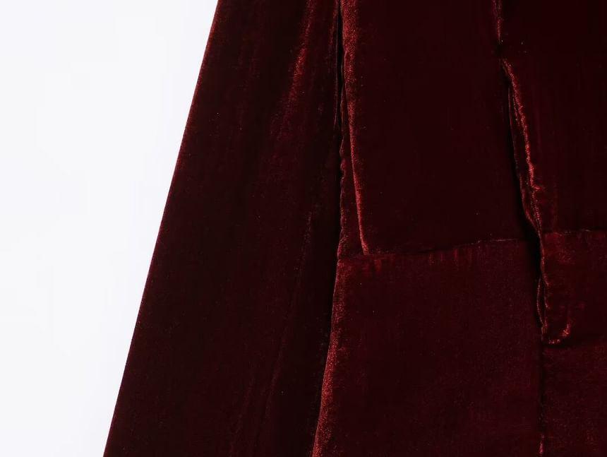 Stand Collar Plain Velvet Puffer Jacket Product Image