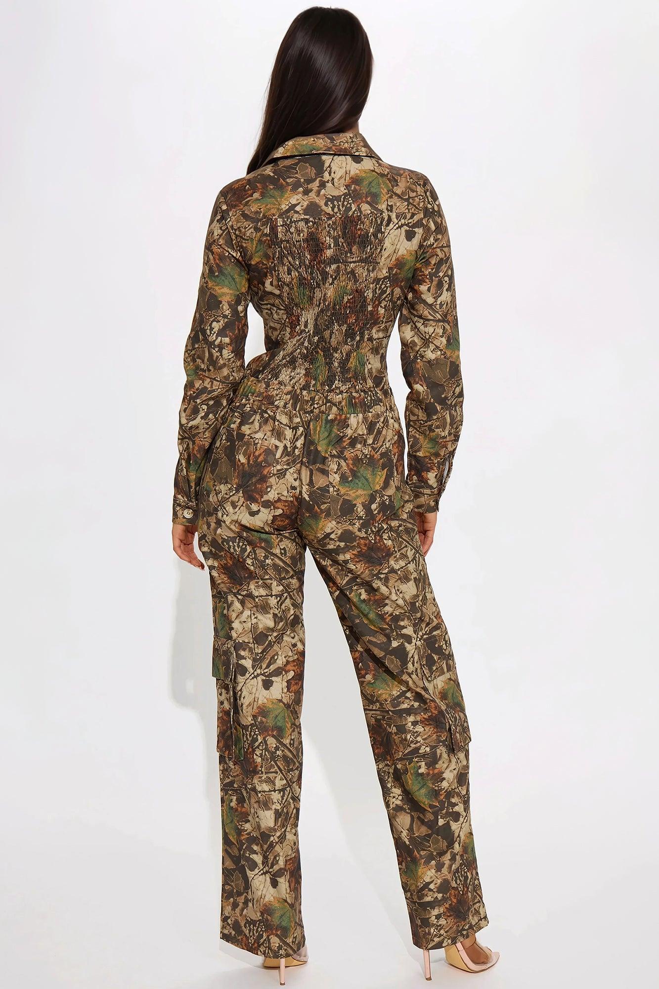 Leila Camo Jumpsuit - Brown/combo Product Image
