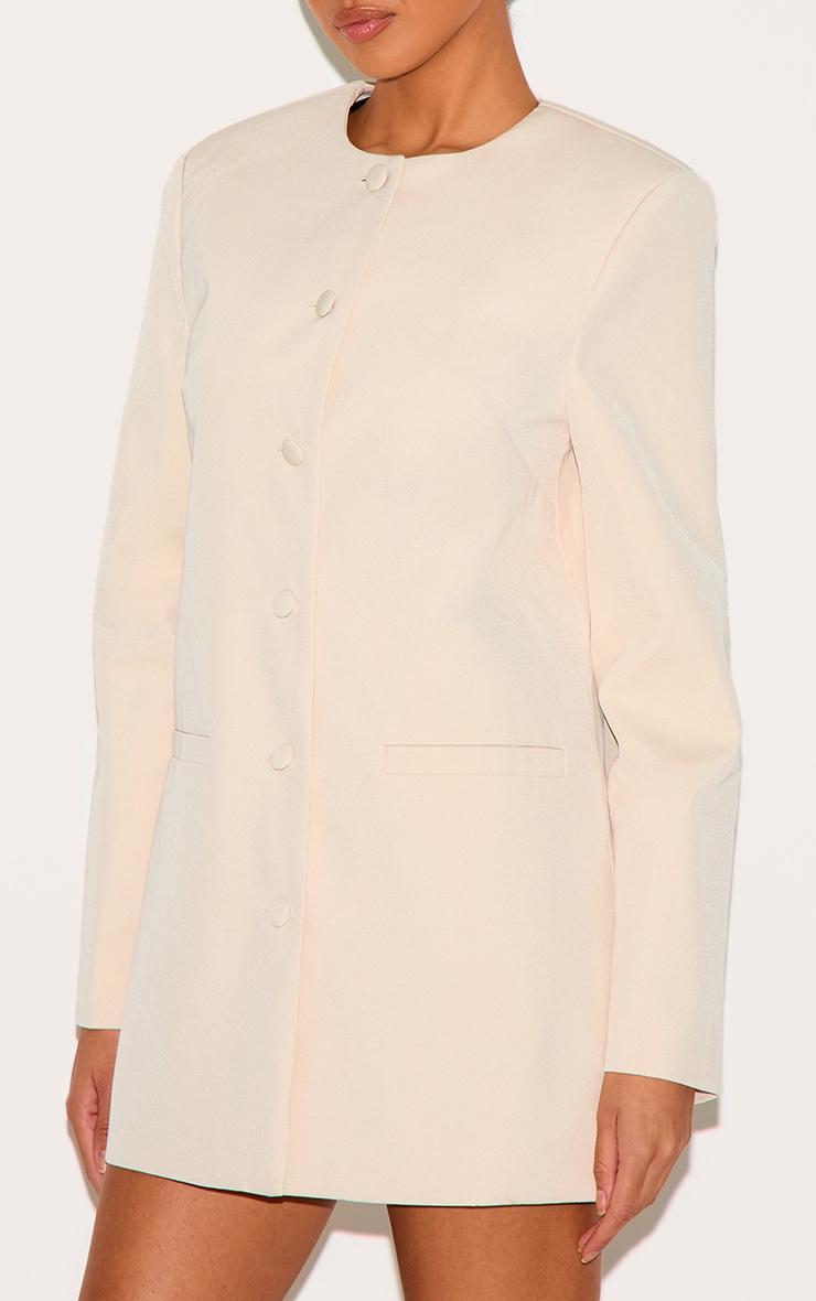 Almond Woven Oversized Crew Neck Blazer Dress Product Image