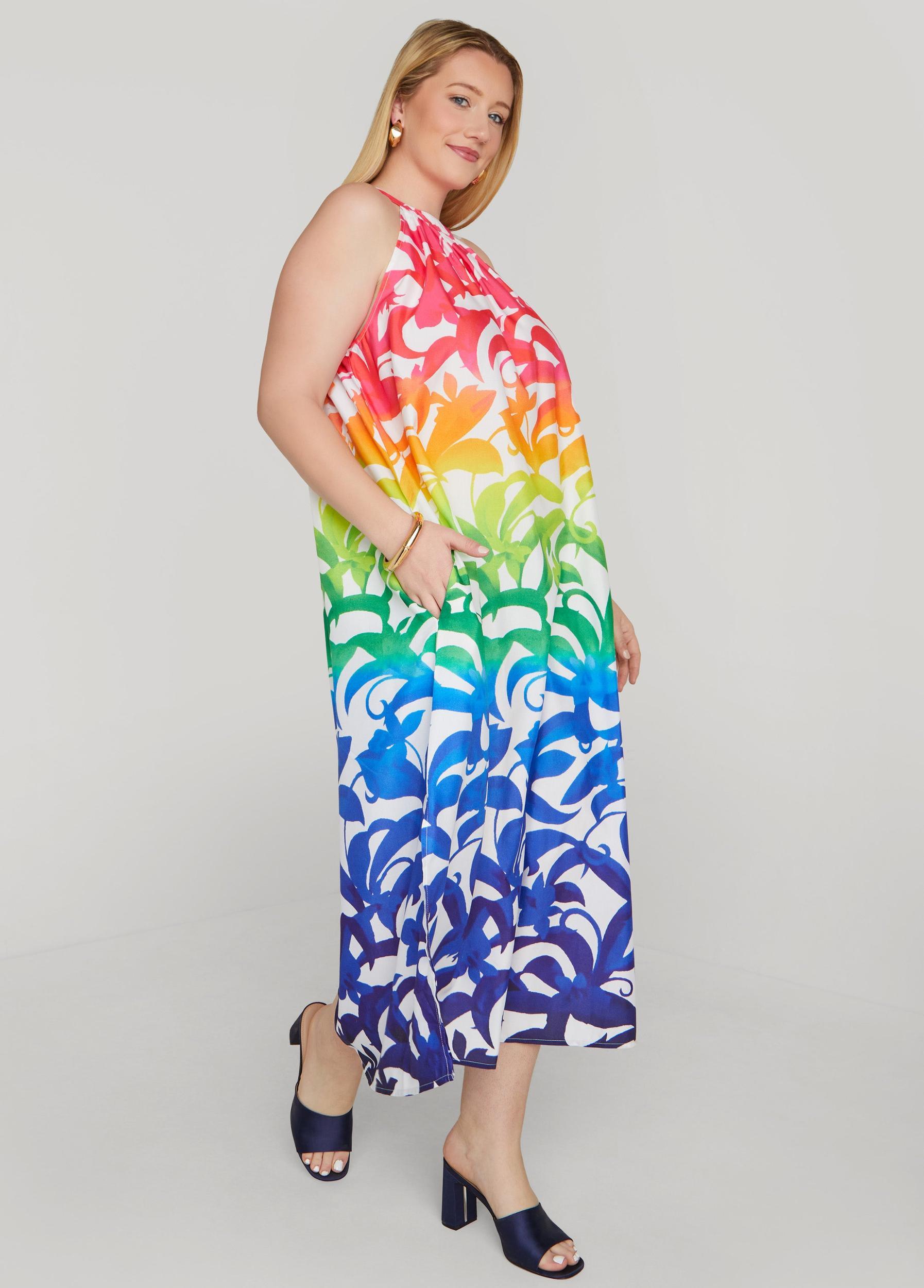 Ombre Floral Print Maxi Dress Product Image