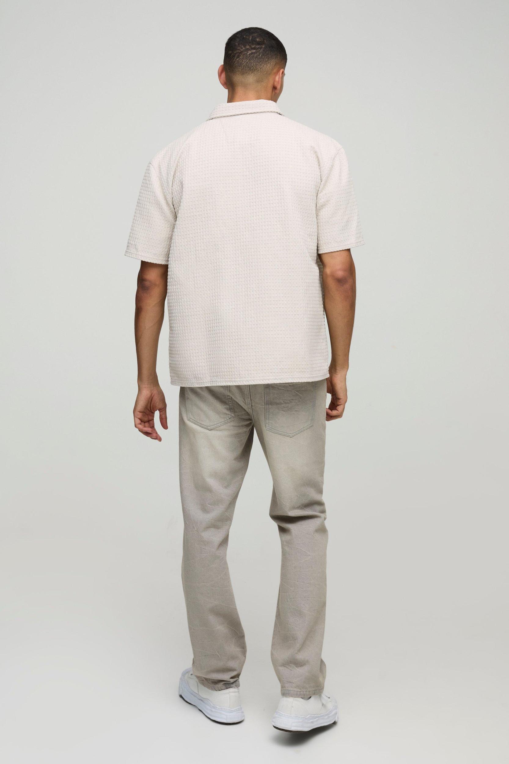 Oversized Waffle Collared Shirt | boohooMAN USA Product Image
