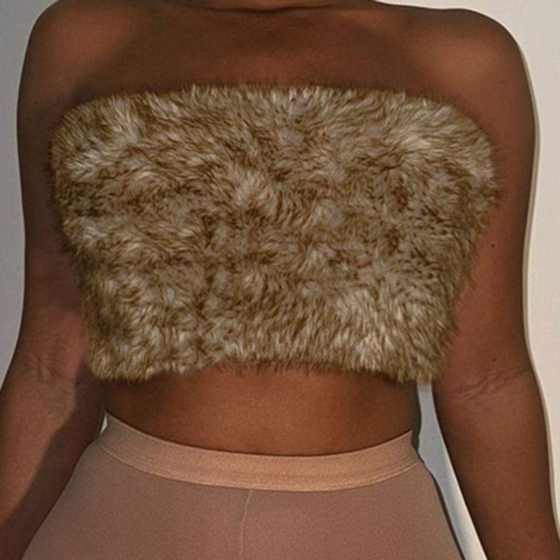 Faux Fur Panel Tube Top Product Image