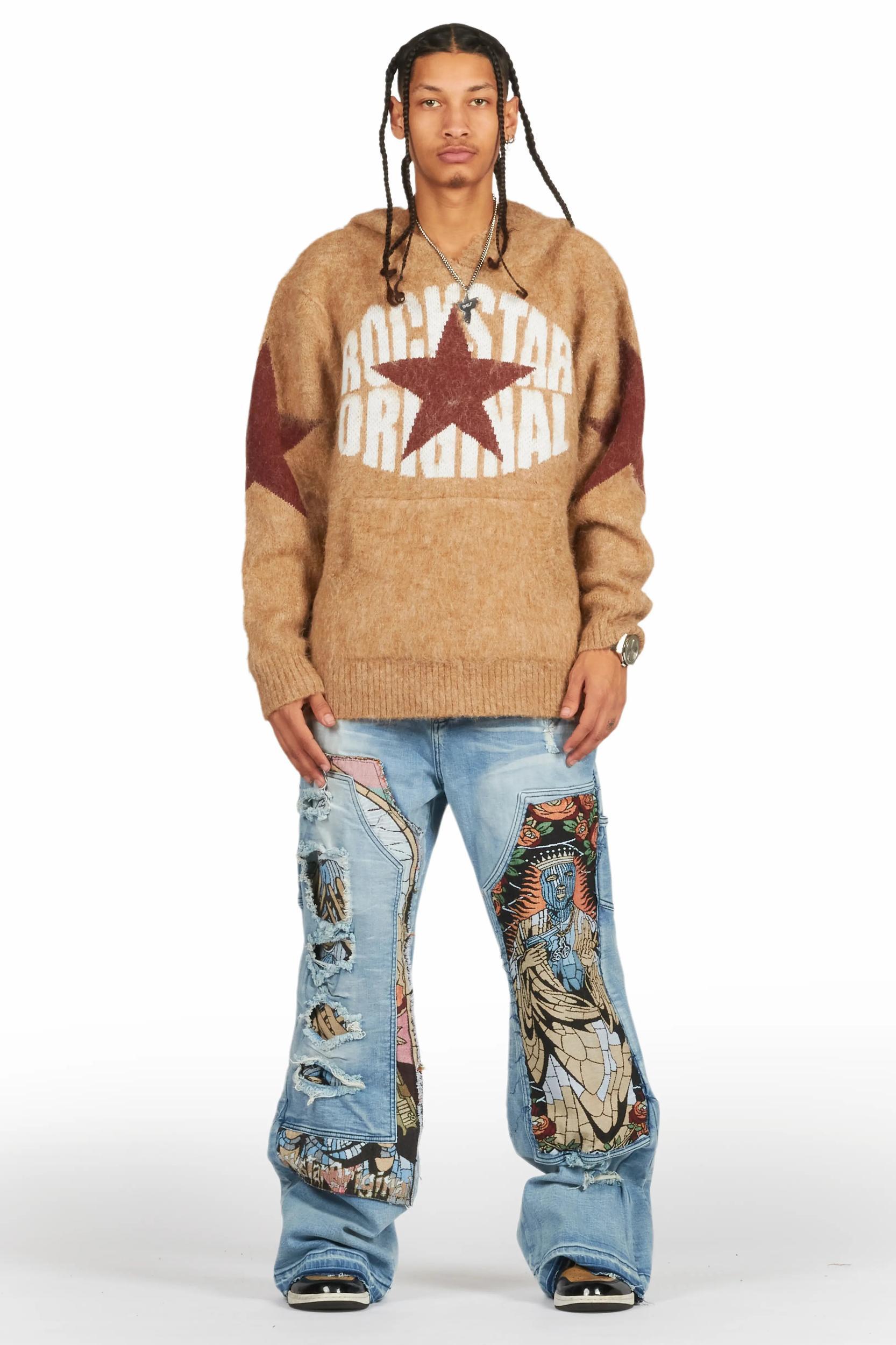 Nasheaka Brown Graphic Mohair Hoodie Female Product Image