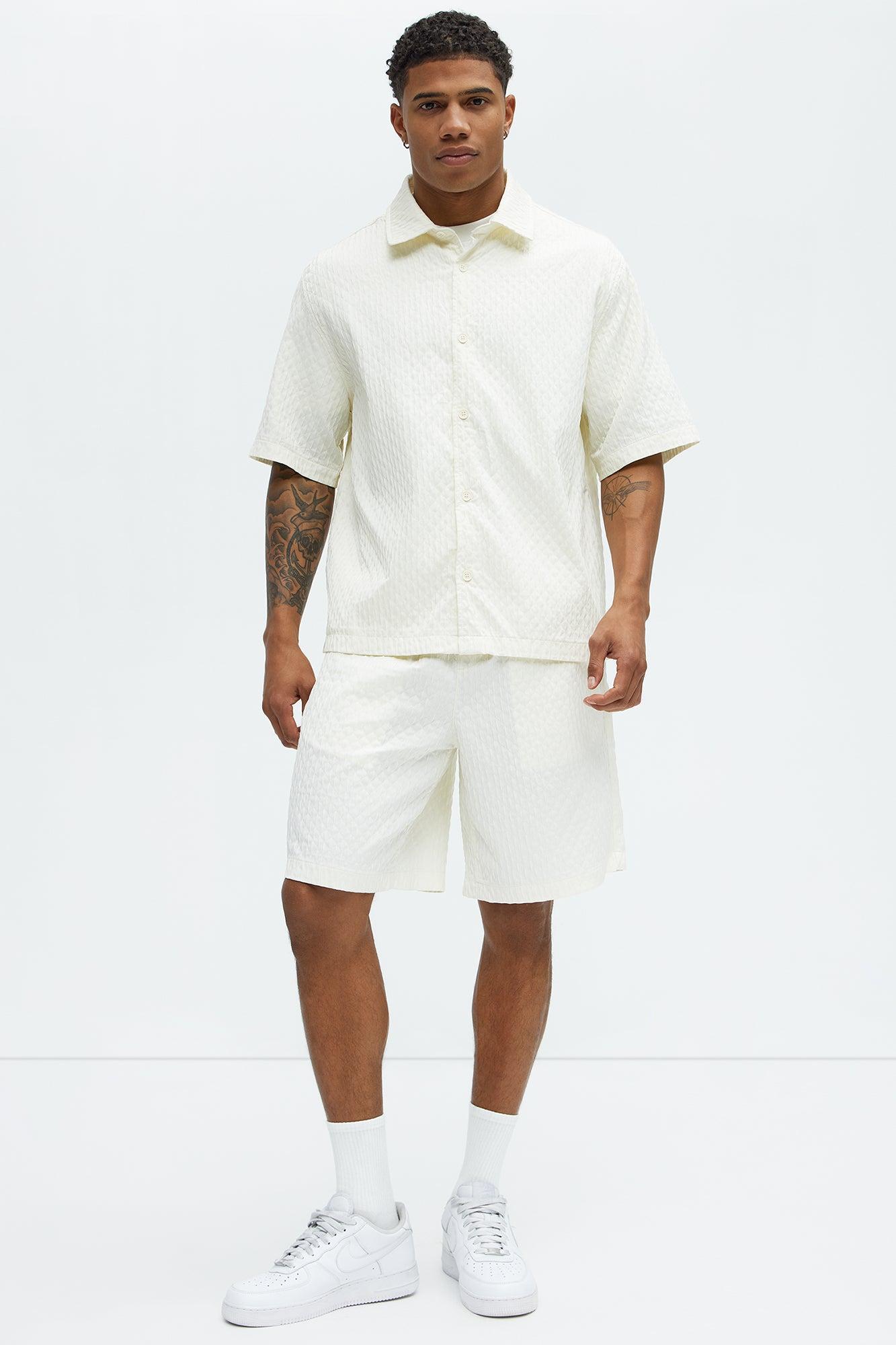 Mounce Textured Button Up Shirt - Off White Product Image