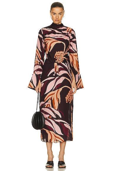 Johanna Ortiz New Symbols Ankle Dress in Wine Product Image