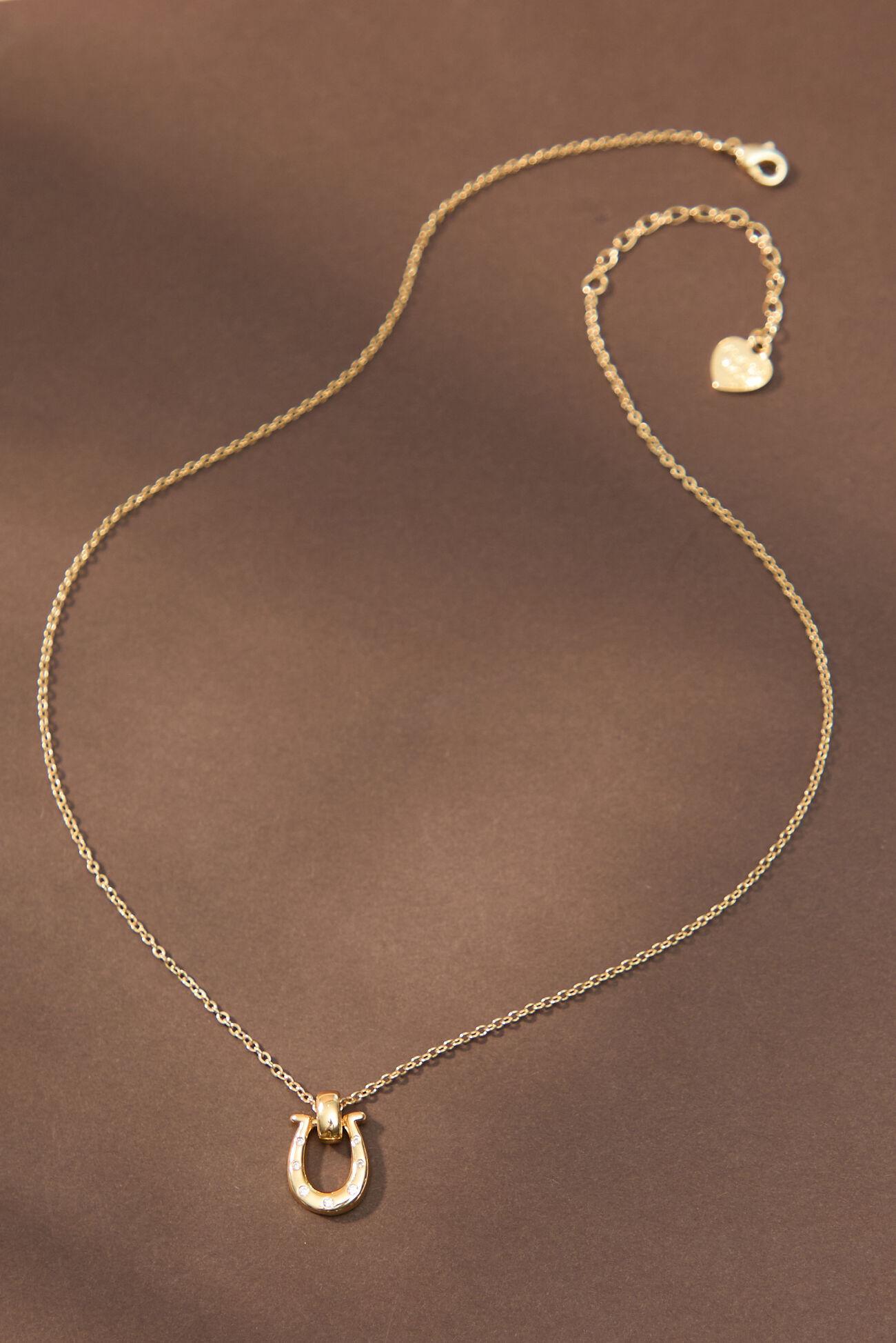18K Gold Horse Shoe Charm Necklace Product Image