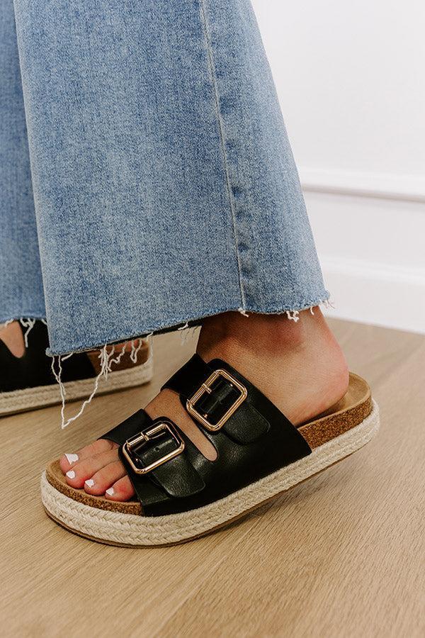 The Sydney Faux Leather Sandal in Black Product Image