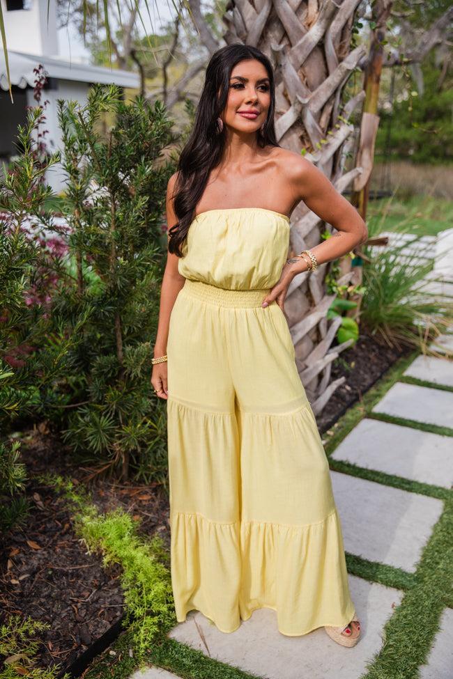 Sunny Side Of Life Yellow Strapless Jumpsuit FINAL SALE Product Image