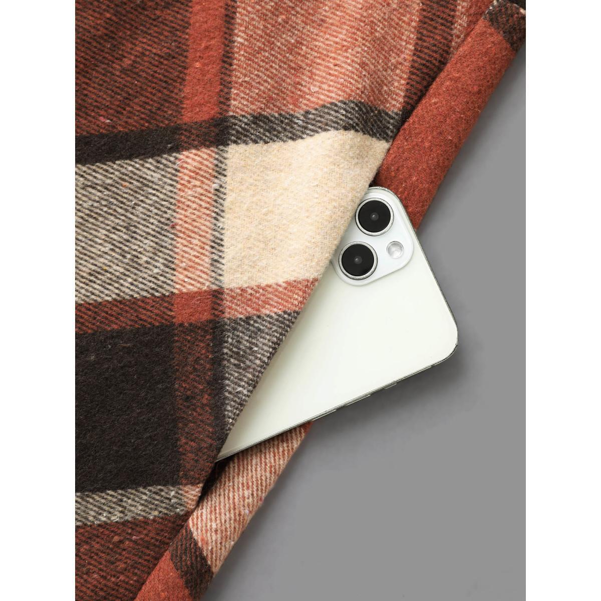 Plus Size Plaid Lapel Collar Waist Button Coat Women Yellowishbrown Elegant Button Ladies Everyday Winter Coats BloomChic 12/L Product Image
